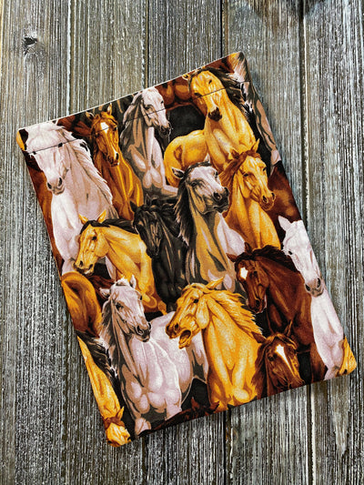 All Over Horses Padded Book Sleeve | BookGoodies | Book Pocket | Protective Book Bag | Book Pouch | Horse Lover Bookish Nerd Gift