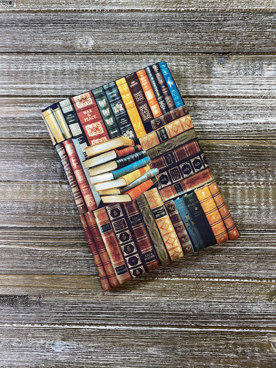 Classic Novels on a Shelf Cotton Padded Book Sleeve | BookGoodies | Book Pocket | Protective Book Bag | Book Pouch | Bookish Nerd Gift